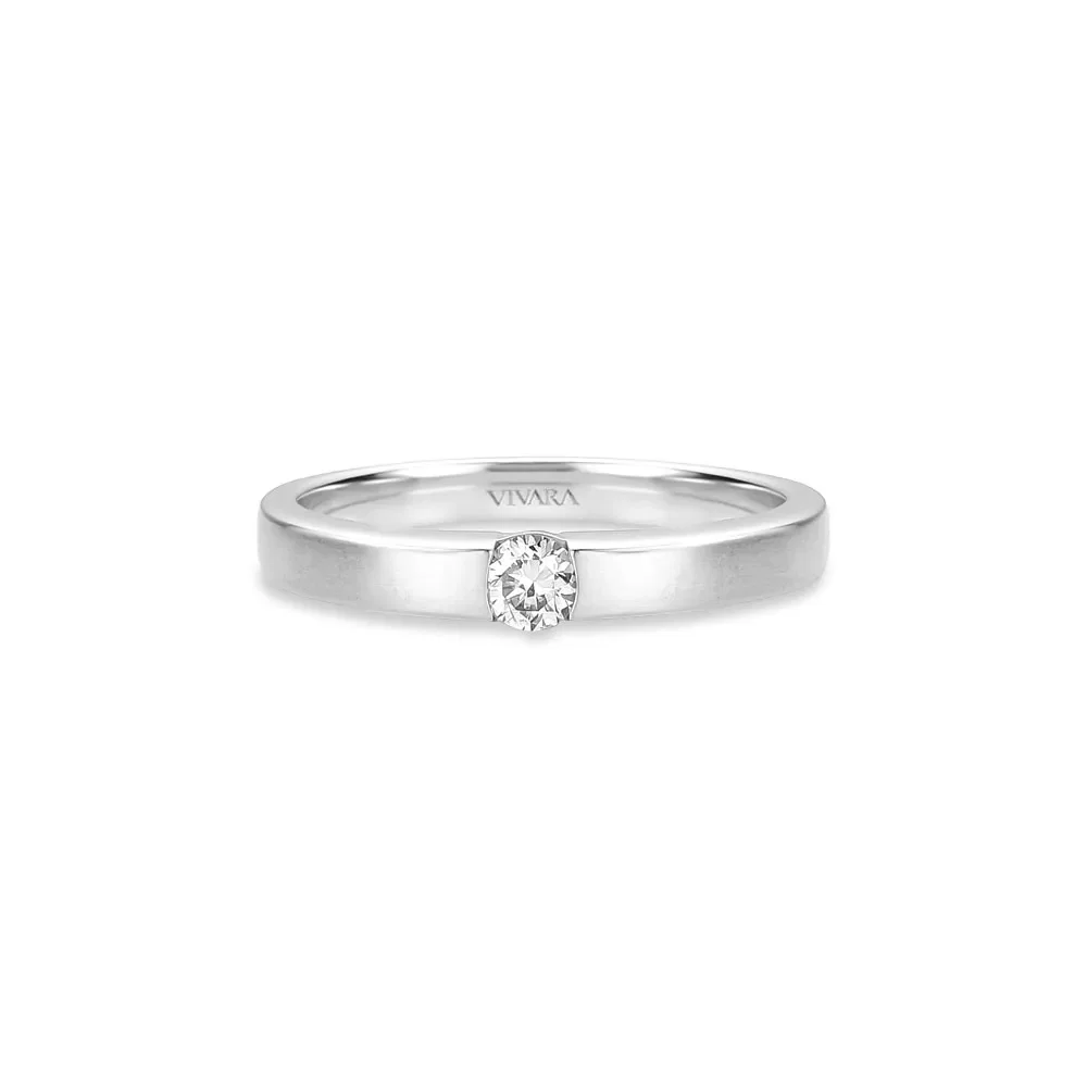 Anel Solitário Promise em Ouro Branco 18k com 0,15ct de Diamante — imagem 1