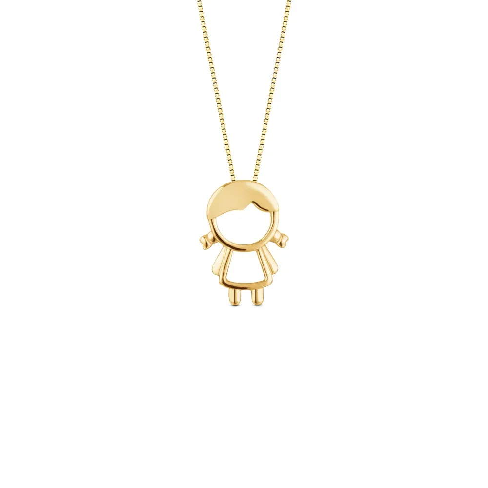 Pingente Menina em Ouro Amarelo 18k, 15mm — imagem 1