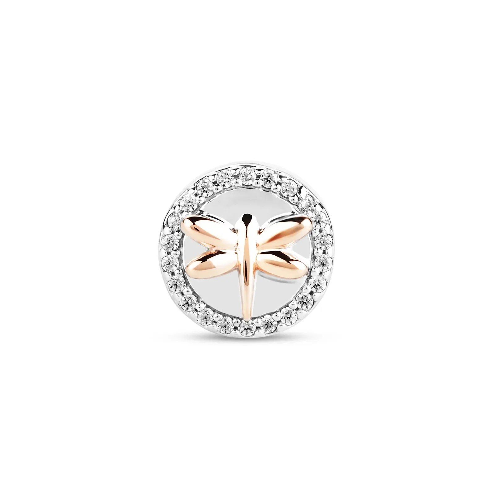 Separador Life Libélula em Liga Rosé com Banho de Ouro Rosé 18k e Pedras Incolores