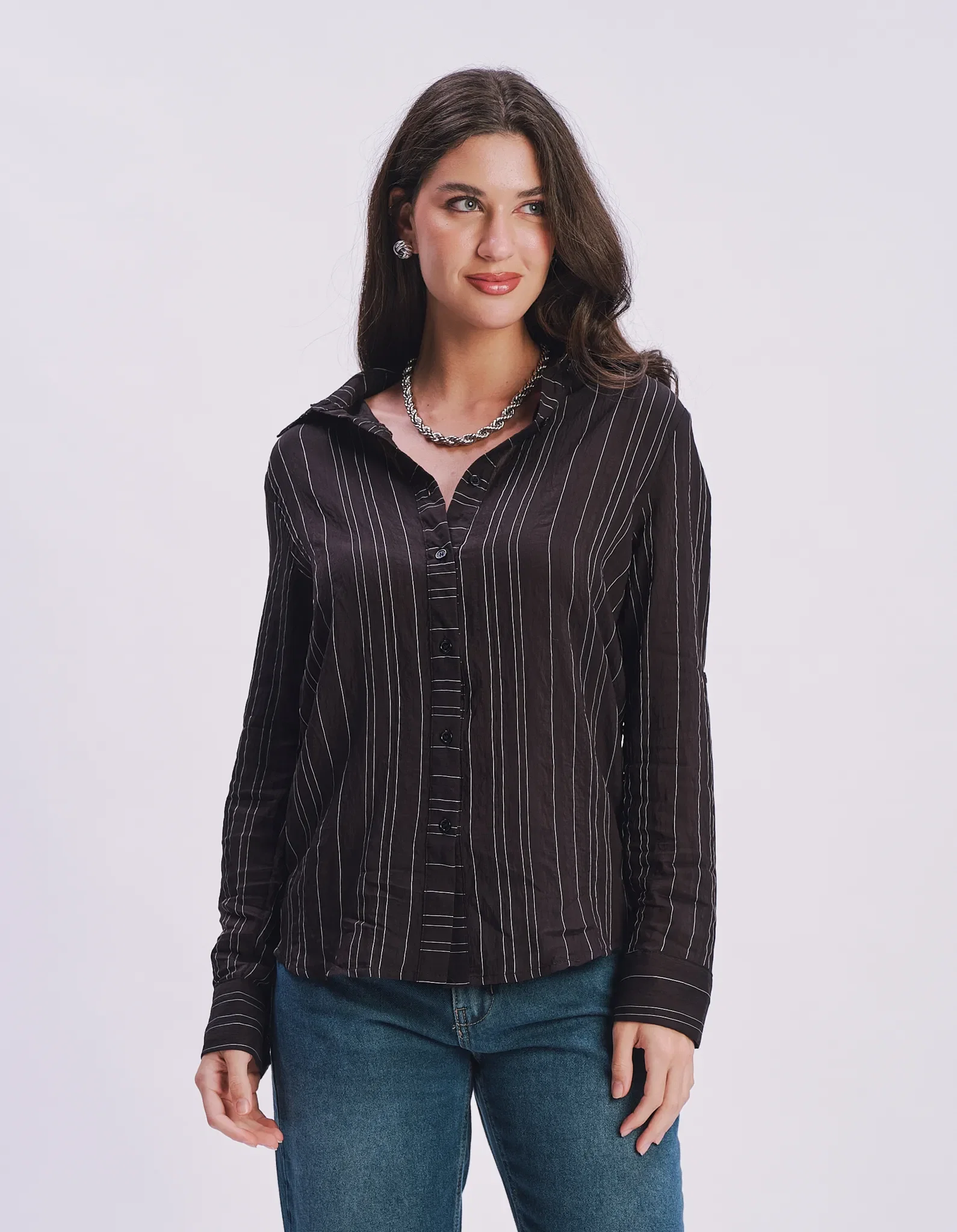 Blusa Manga Longa Listras - Preto