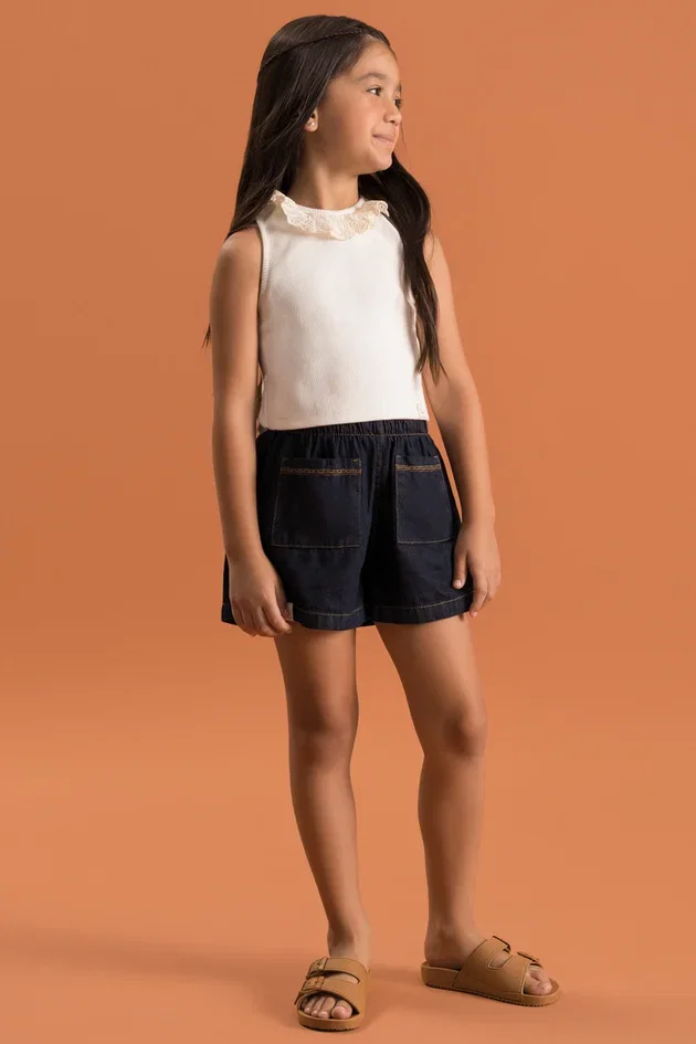 Blusa Infantil Feminina em Algodão com Renda Laise — imagem 1