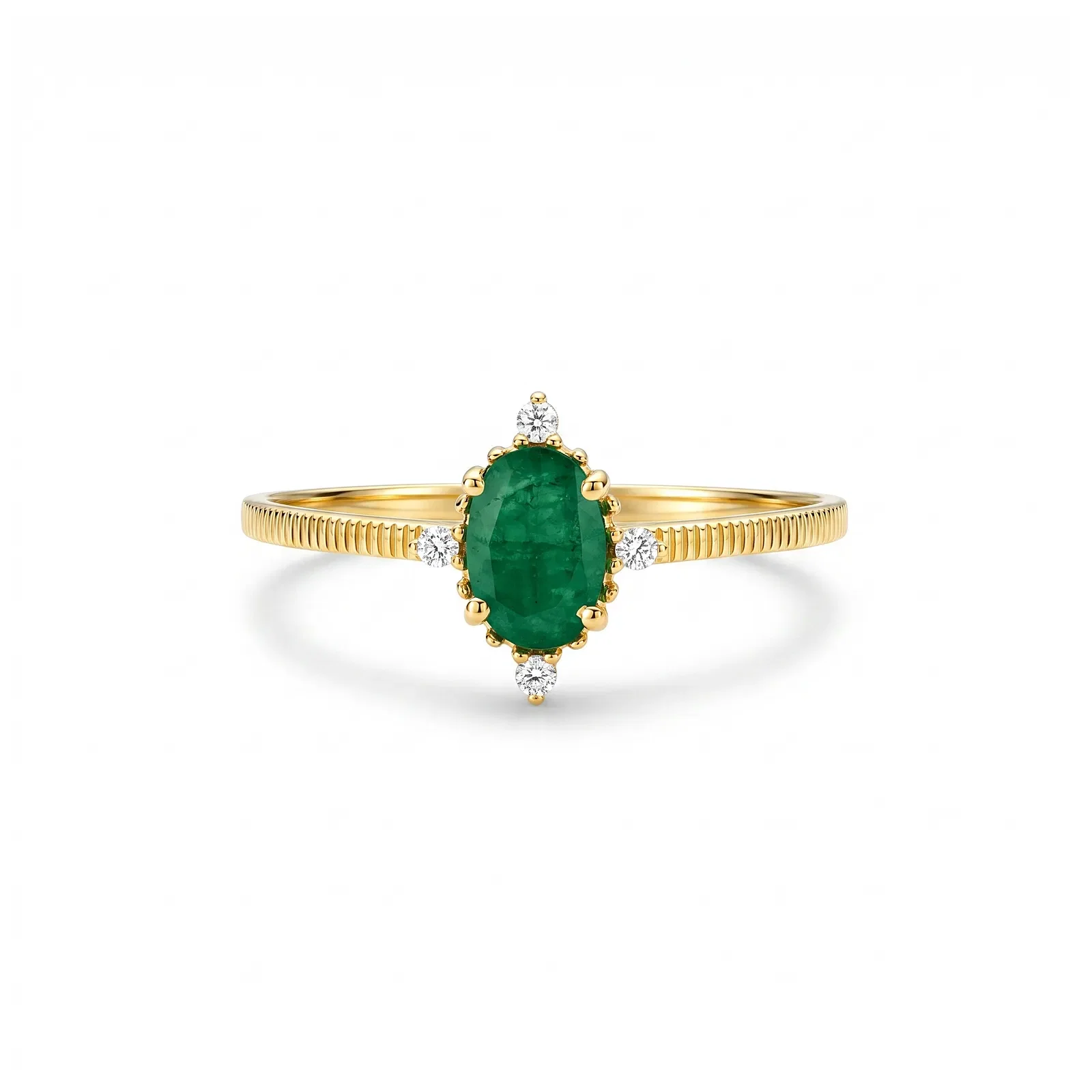 Anel Dengosa em Ouro Amarelo 18k com Esmeralda e Diamantes