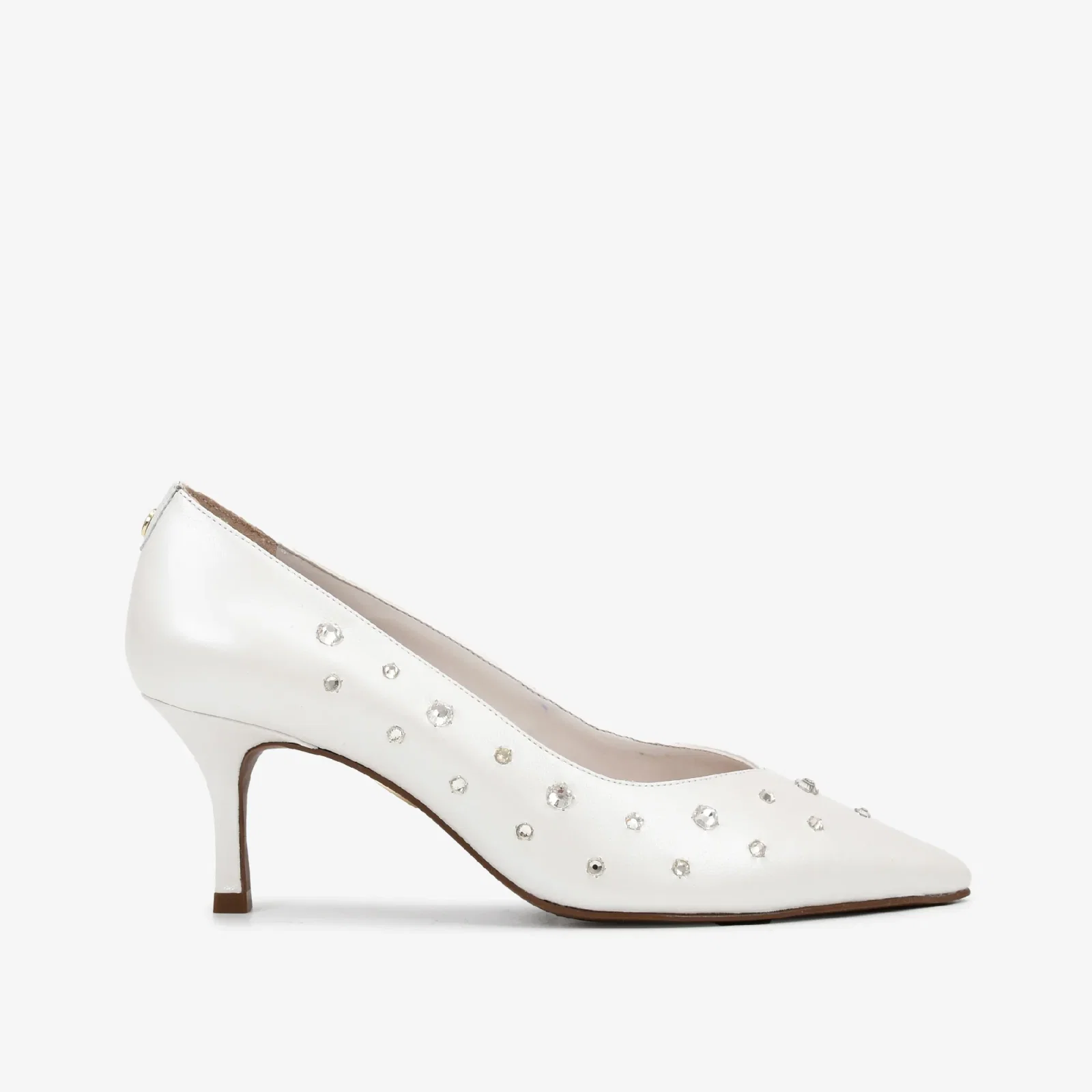 Scarpin Branco Say Yes Pedrarias Couro — imagem 1