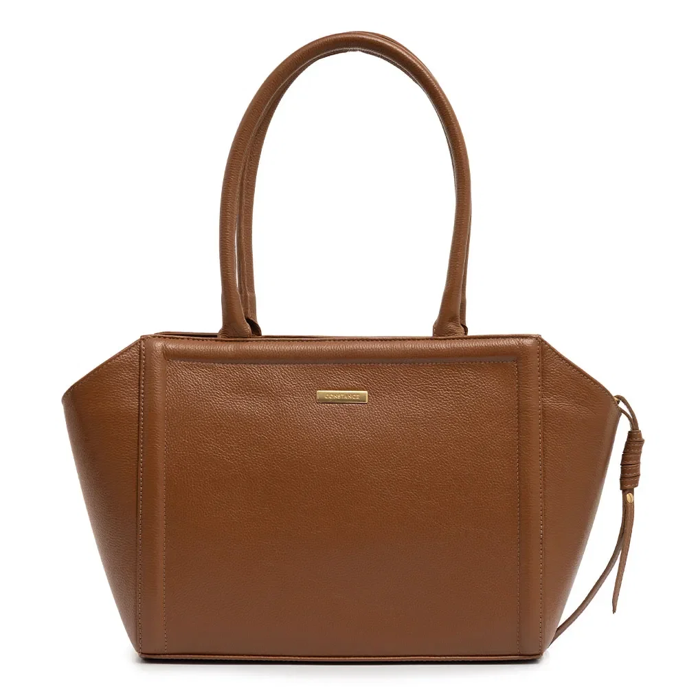 Bolsa Shopping Couro Estruturada Caramelo — imagem 1