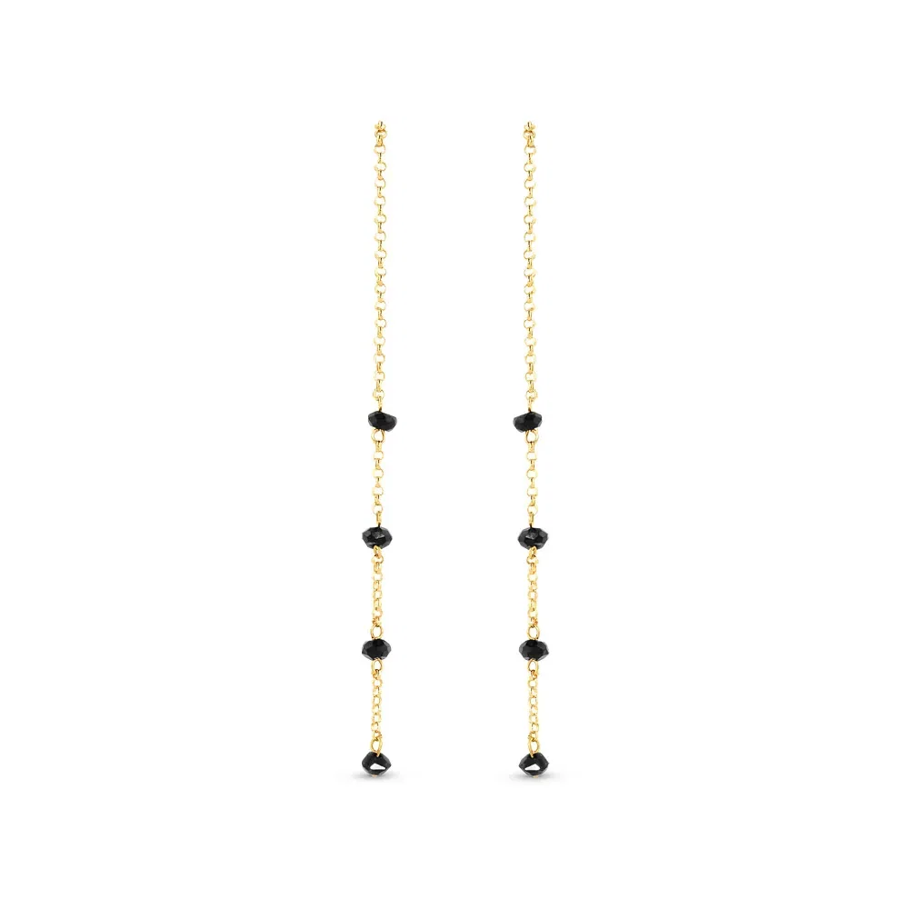 Brinco Gold Stone em Ouro Amarelo 18k com Espinélios Negros — imagem 1