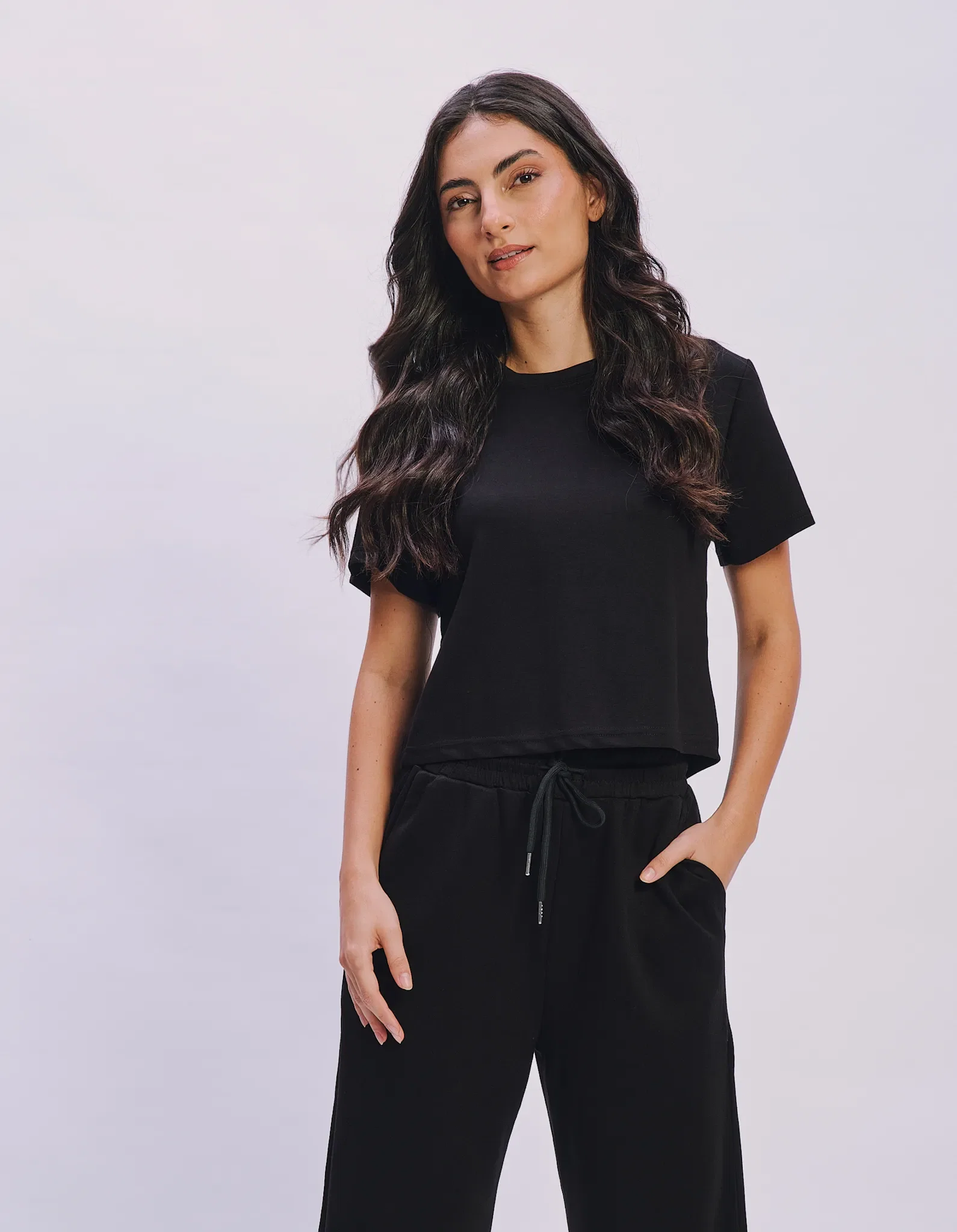 Blusa Manga Curta Malha Soft Touch - Preto — imagem 1