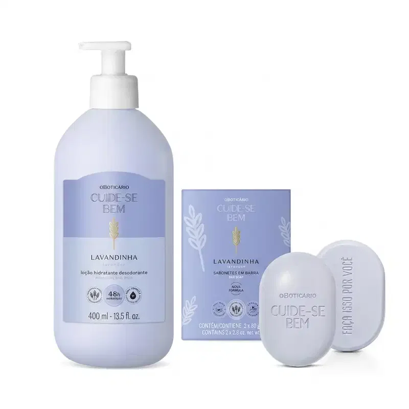 Combo Cuide-se bem Lavandinha: Loção Corporal 400ml + Sabonetes Em Barra 2x80g