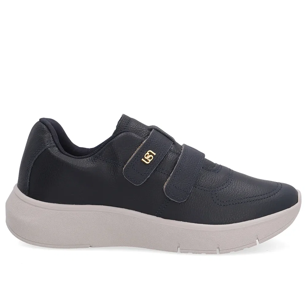 Tênis Azul Couro Fecho-Flex