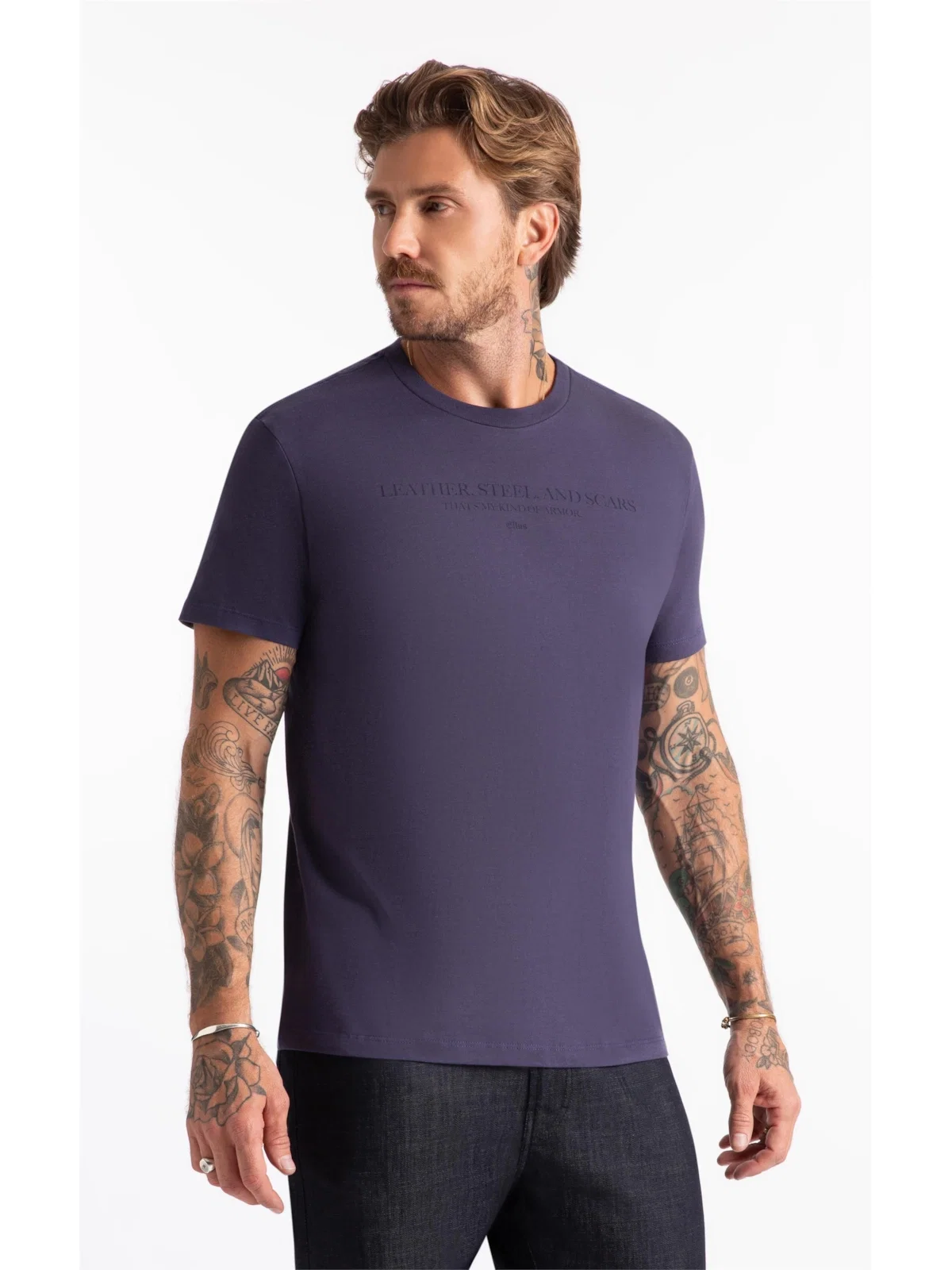 T-Shirt Fine Leather Steel Purple Blue — imagem 1