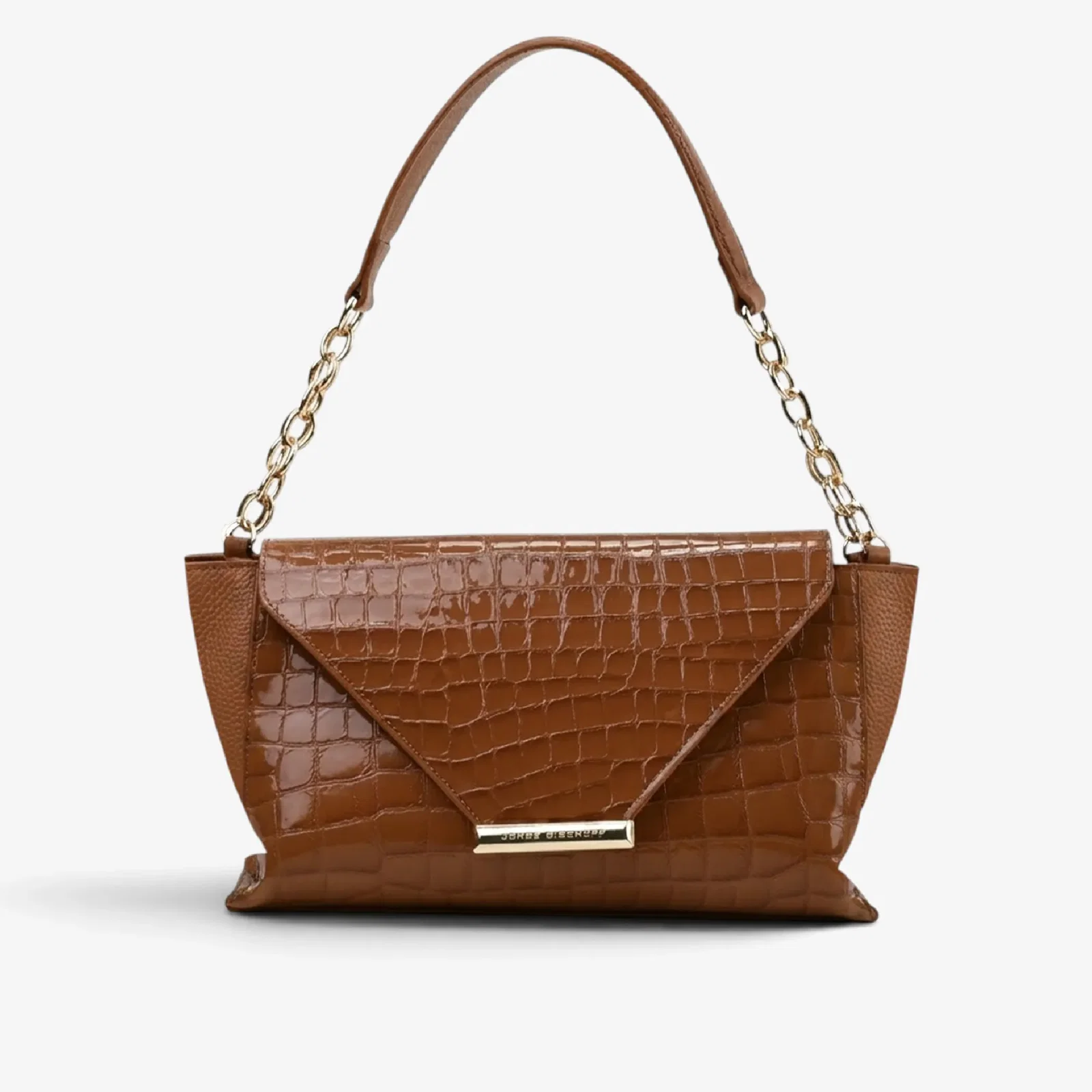 Bolsa De Ombro Caramelo Mascavo Couro Croco