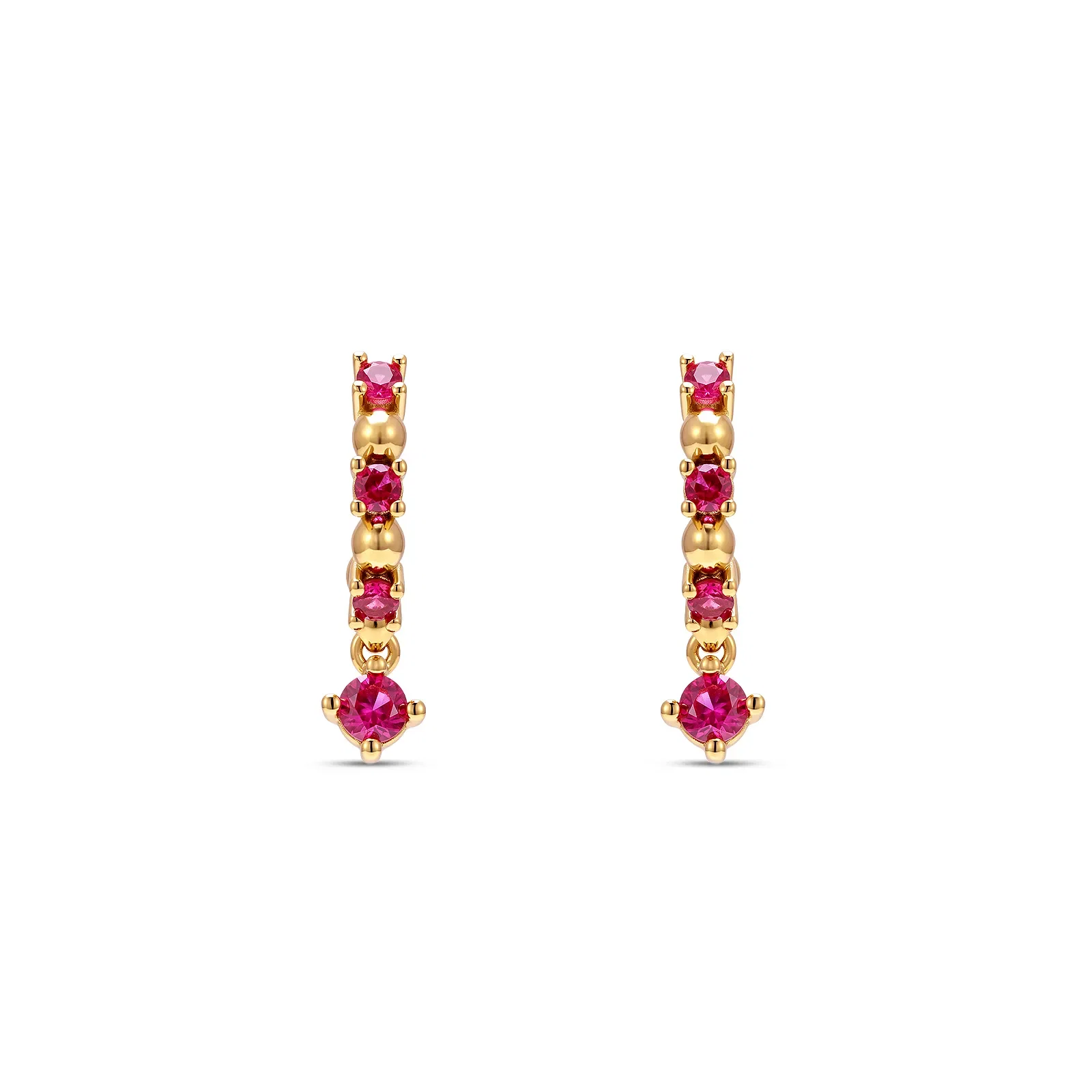 Argola Life Teen em Prata 925 com Banho de Ouro Amarelo 18k e Zircônia Rosa, 17mm — imagem 1