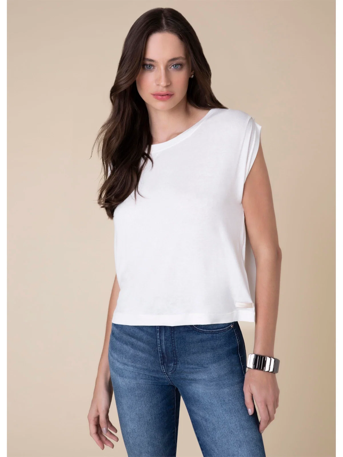 Blusa Pregas Ombro Off White