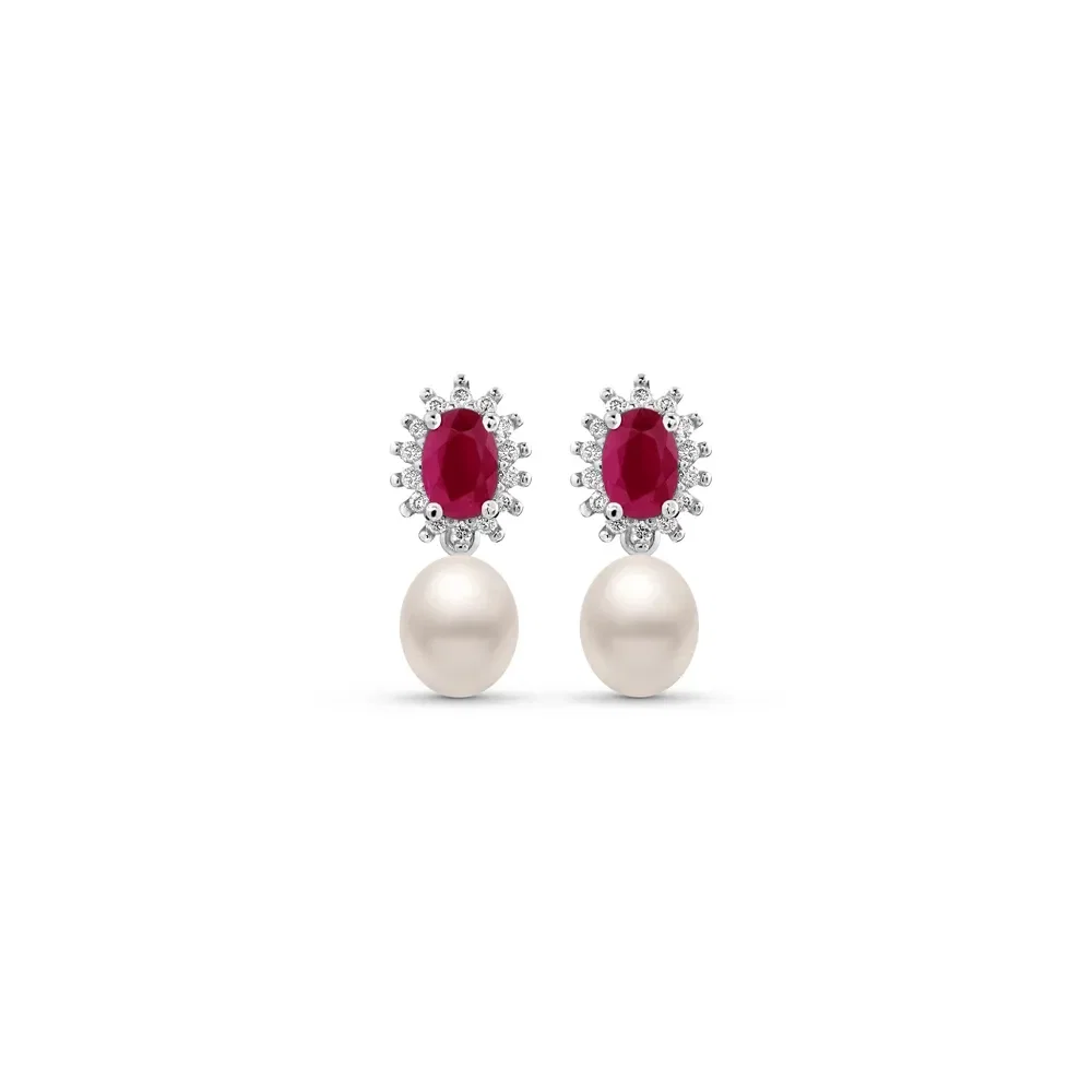 Brinco Classic em Ouro Branco 18k com Rubi e Diamantes — imagem 1