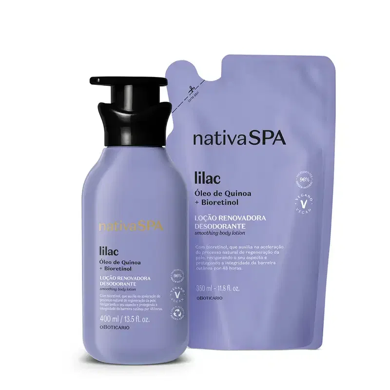 Combo Nativa SPA Lilac: Loção Corporal 400ml + Refil Loção Corporal 350ml