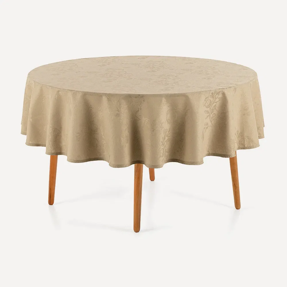 Toalha de Mesa Redonda 6 Lugares Roman Bege — imagem 1