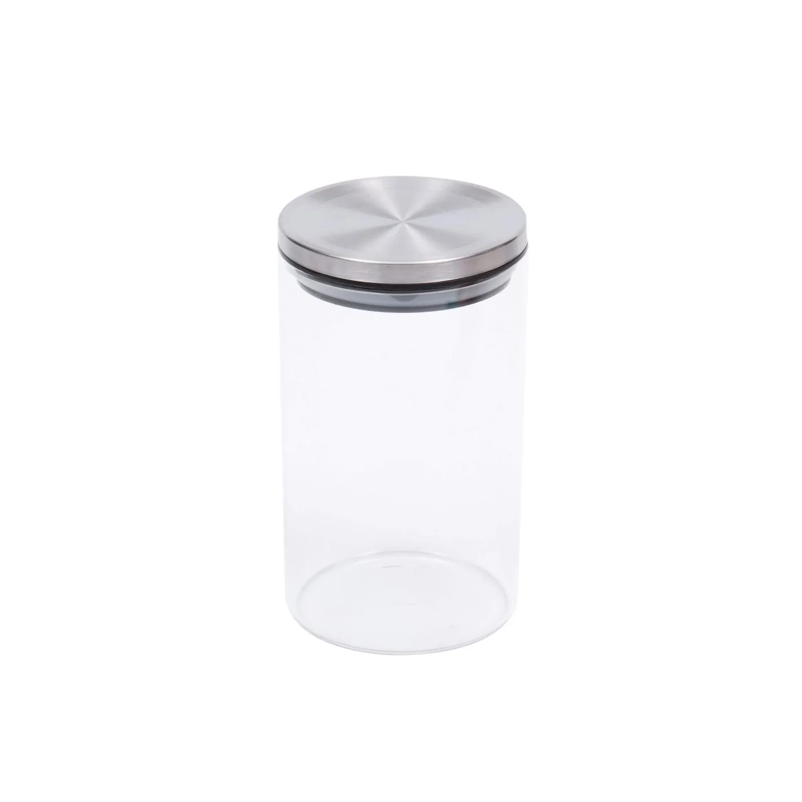 Pote Redondo Kitchen em Vidro com Tampa em Inox 1 Litro Kenya