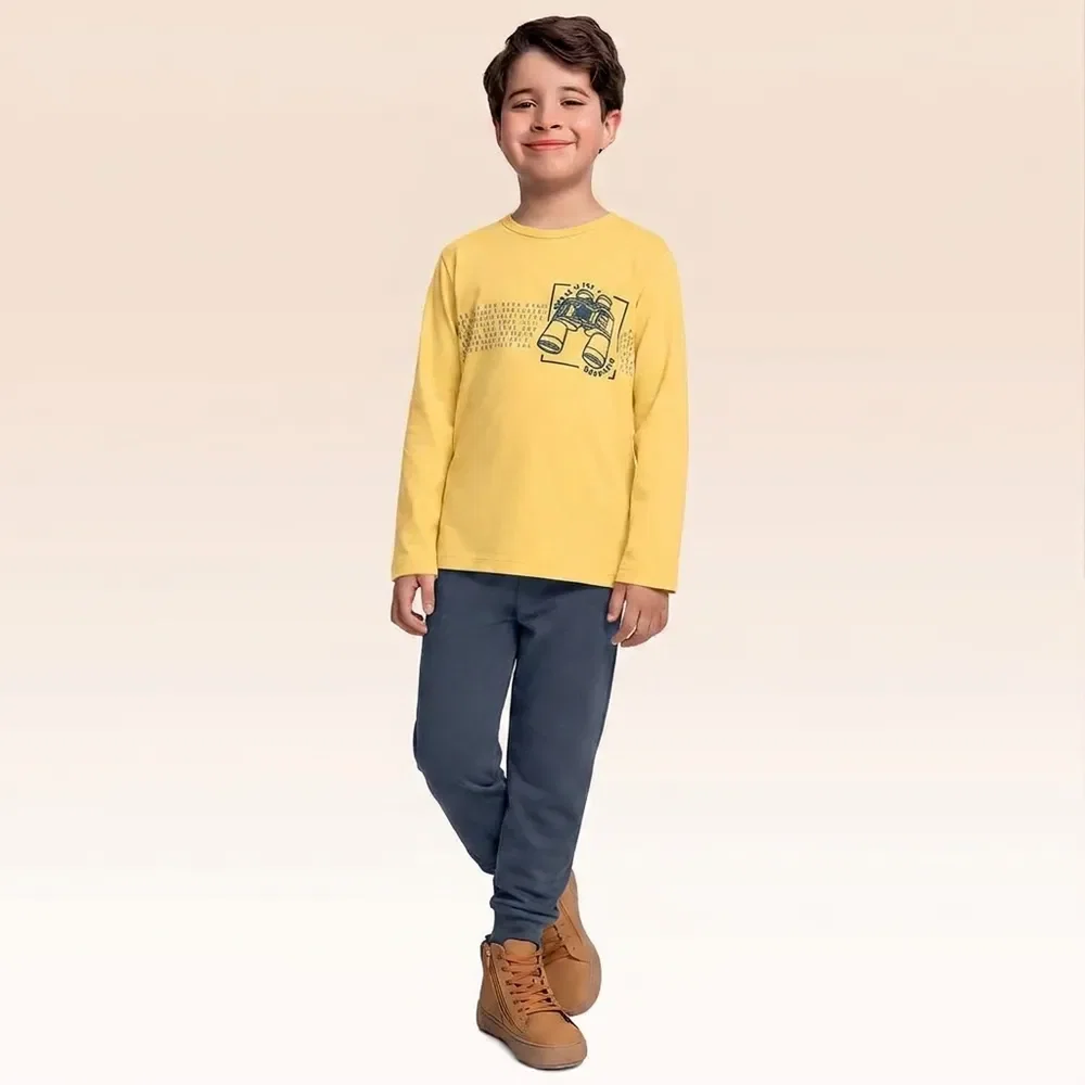 Conjunto camiseta manga longa e calça