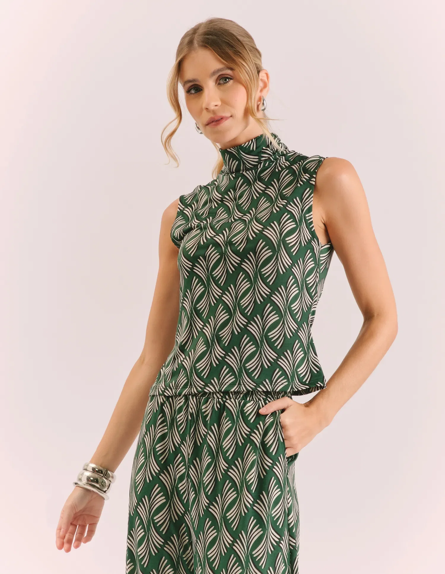 Blusa Estampada Fireworks - Verde Bandeira