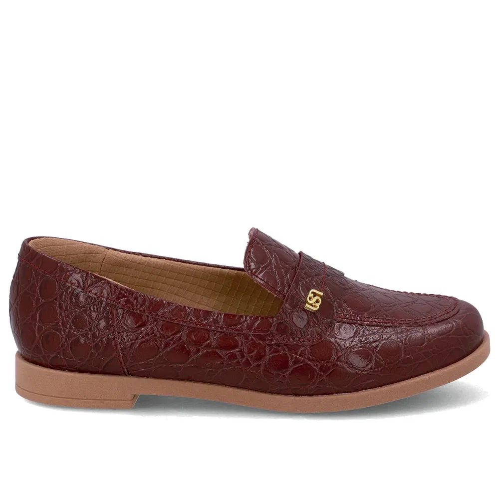 Loafer Couro Croco Vermelho Tira Monograma — imagem 1