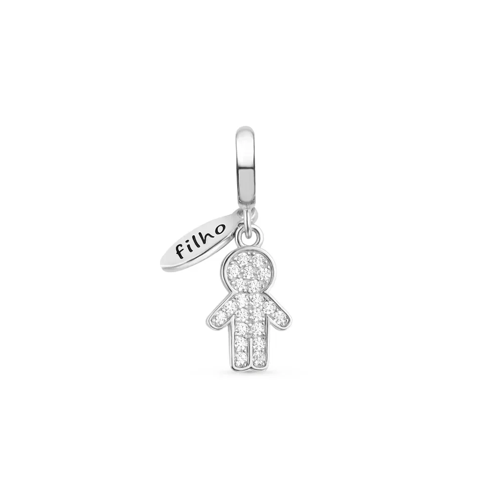 Pingente Life Filho em Prata 925 com Pedras Incolores — imagem 1