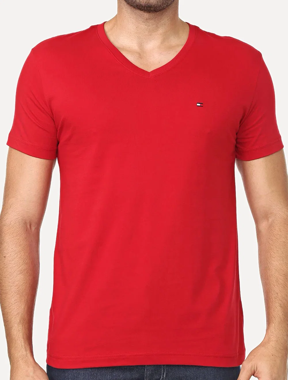 Camiseta Tommy Hilfiger Masculina Essential V-Neck Vermelha — imagem 1