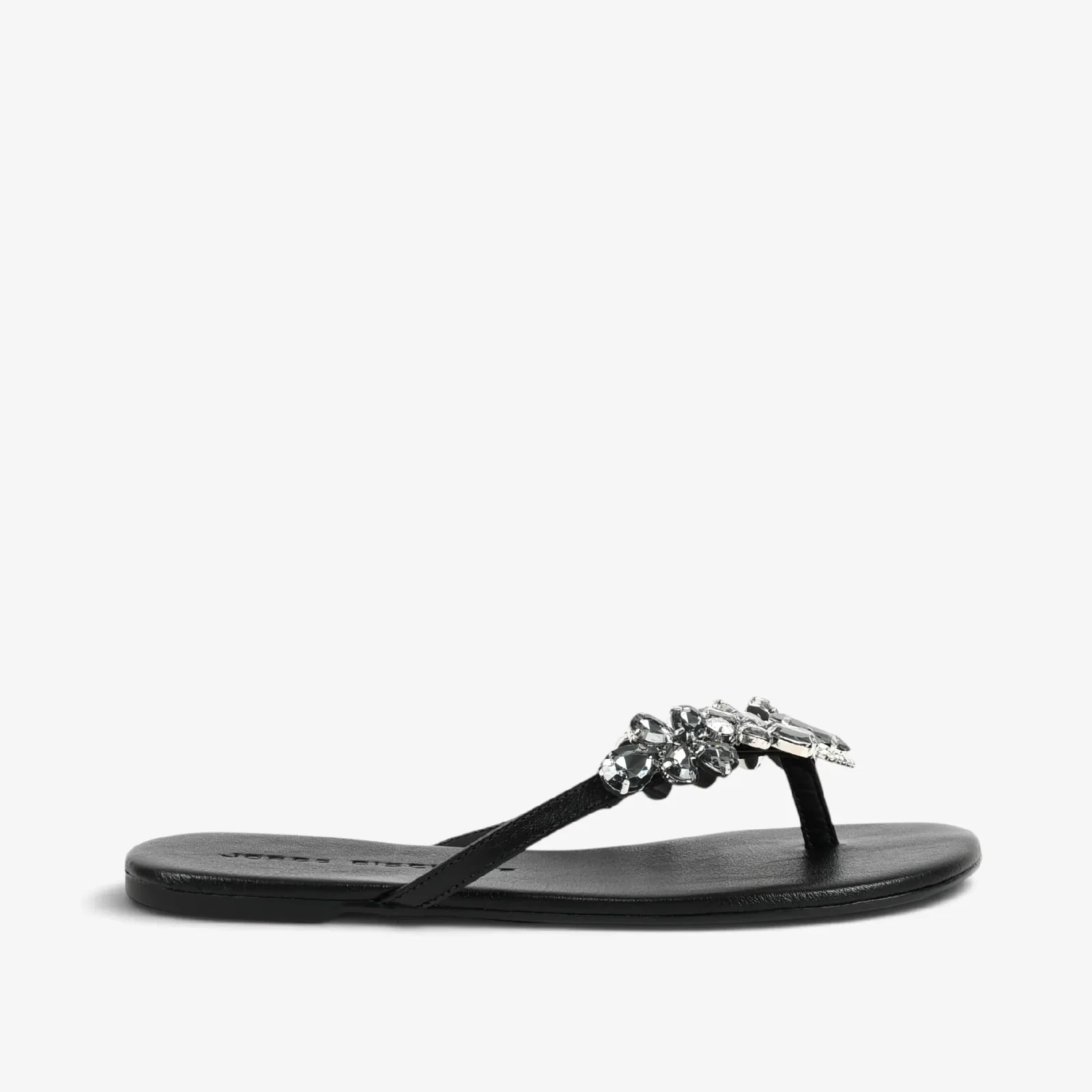 Chinelo Flat Preto Couro