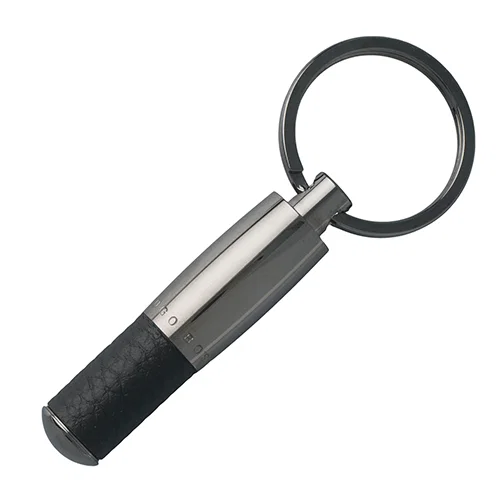 Chaveiro Hugo Boss Pure Metal Cinza e Couro — imagem 1