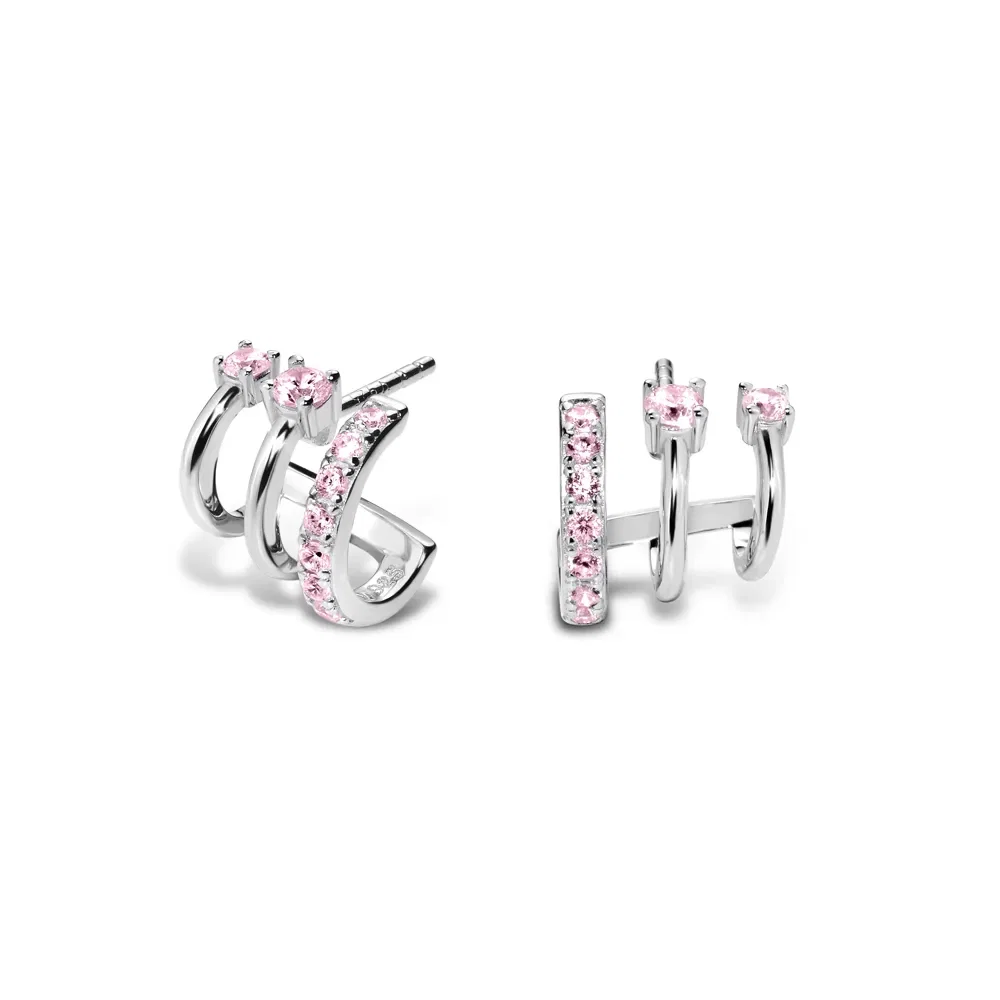 Brinco Life Fresh Triplo Prata Rosa — imagem 1