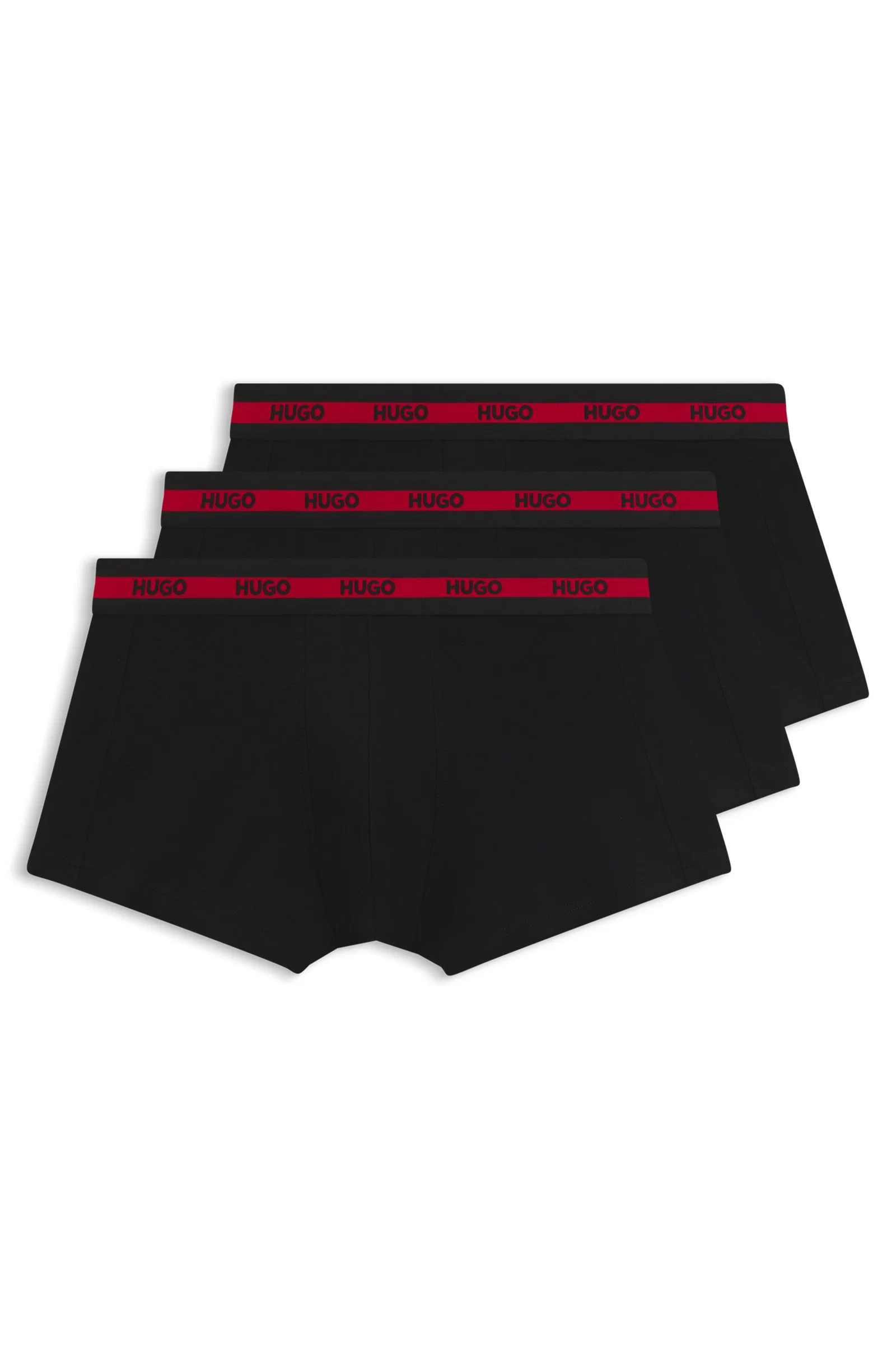 Pacote com três cuecas de algodão stretch com cós de logo