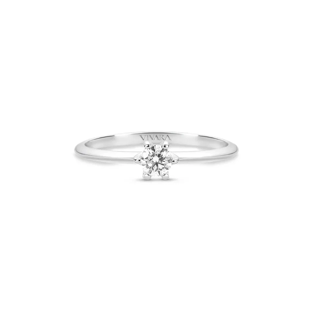 Anel Solitário Classic em Ouro Branco 18k com 0,14ct de Diamante
