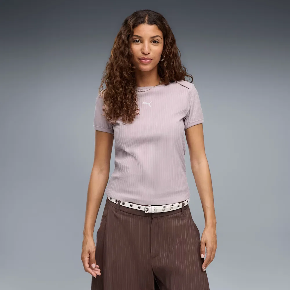 Camiseta Essentials Slim Tee Ribbed Feminina — imagem 1