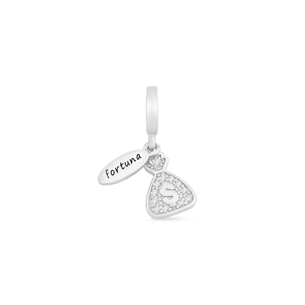 Pingente Life Origens Fortuna Saco de Dinheiro em Prata 925 com Pedras Incolores — imagem 1