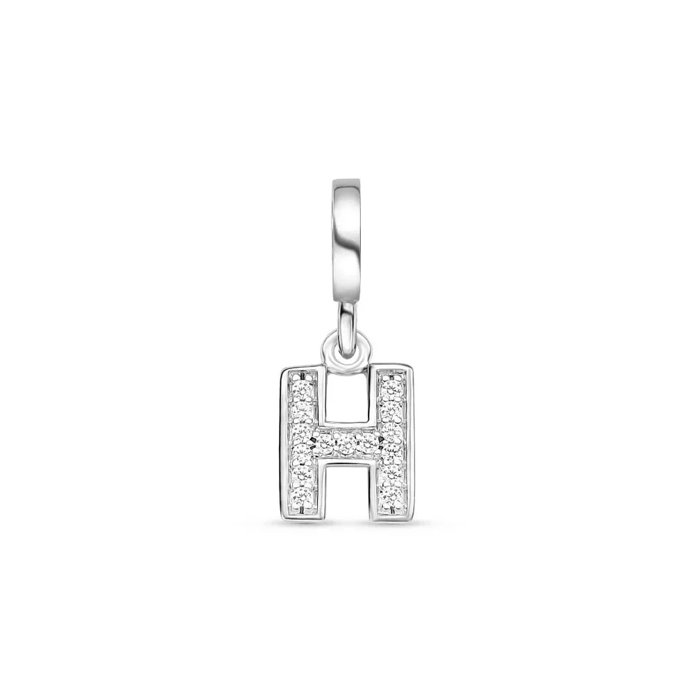 Pingente Life Letra H em Prata 925 com Pedras Incolores — imagem 1