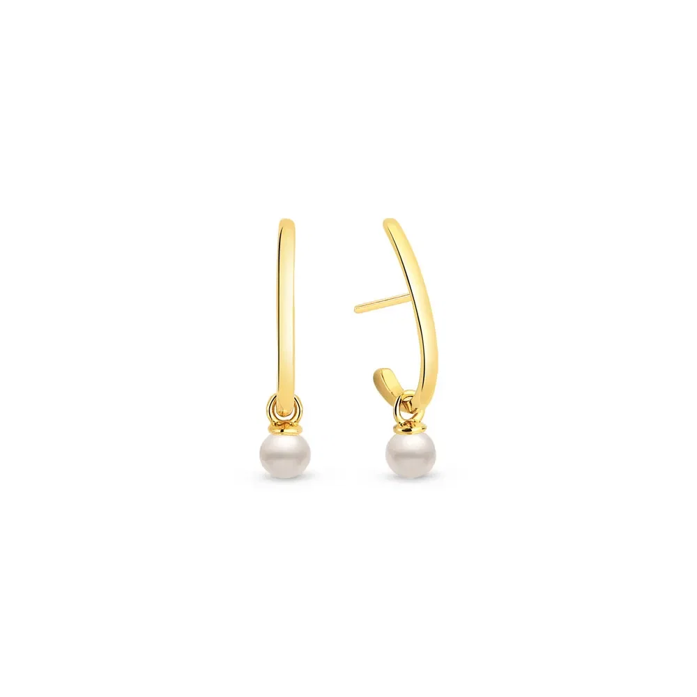 Argola em Ouro Amarelo 18k com Pérola, 16mm