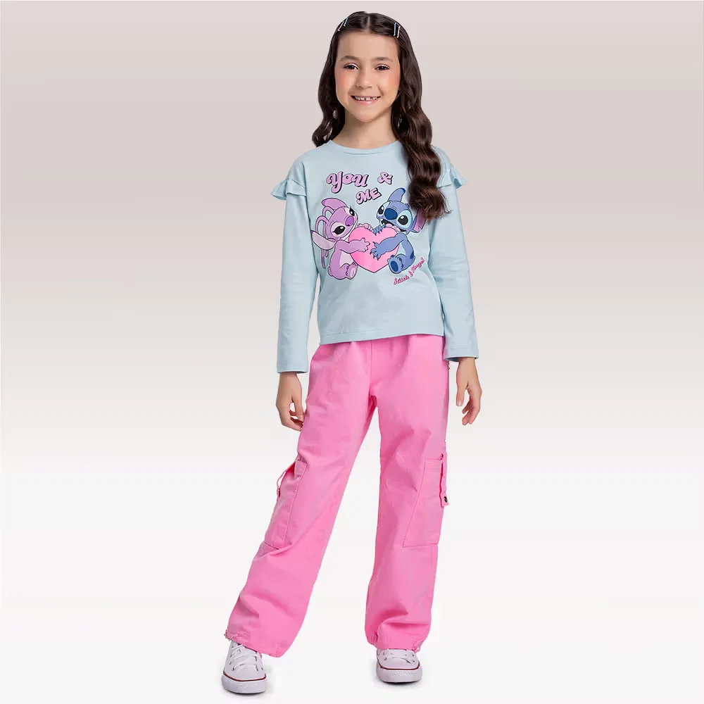 Blusa manga longa Lilo & Stitch