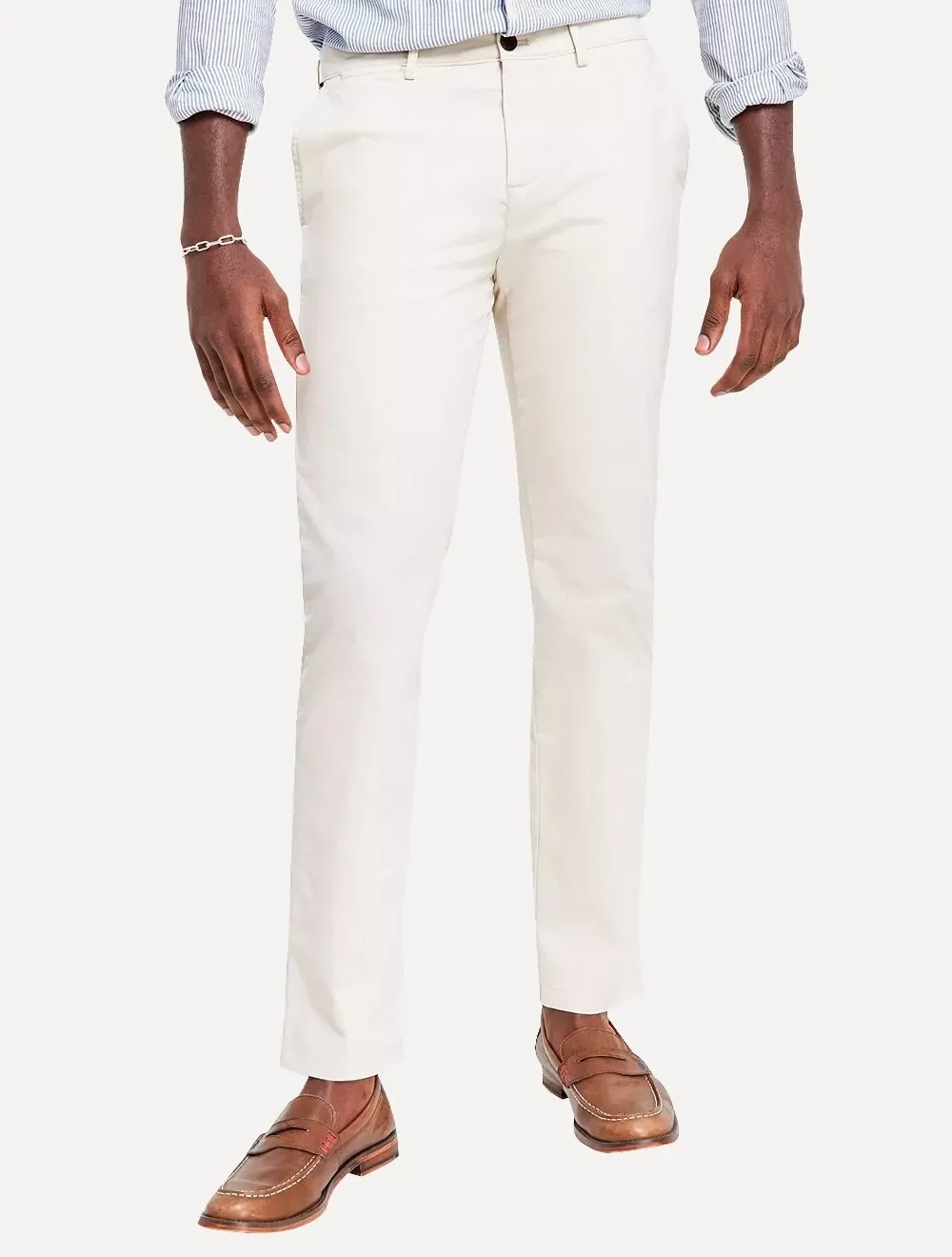 Calça Tommy Hilfiger Masculina Custom Fit THFlex Chino Stretch Off-White