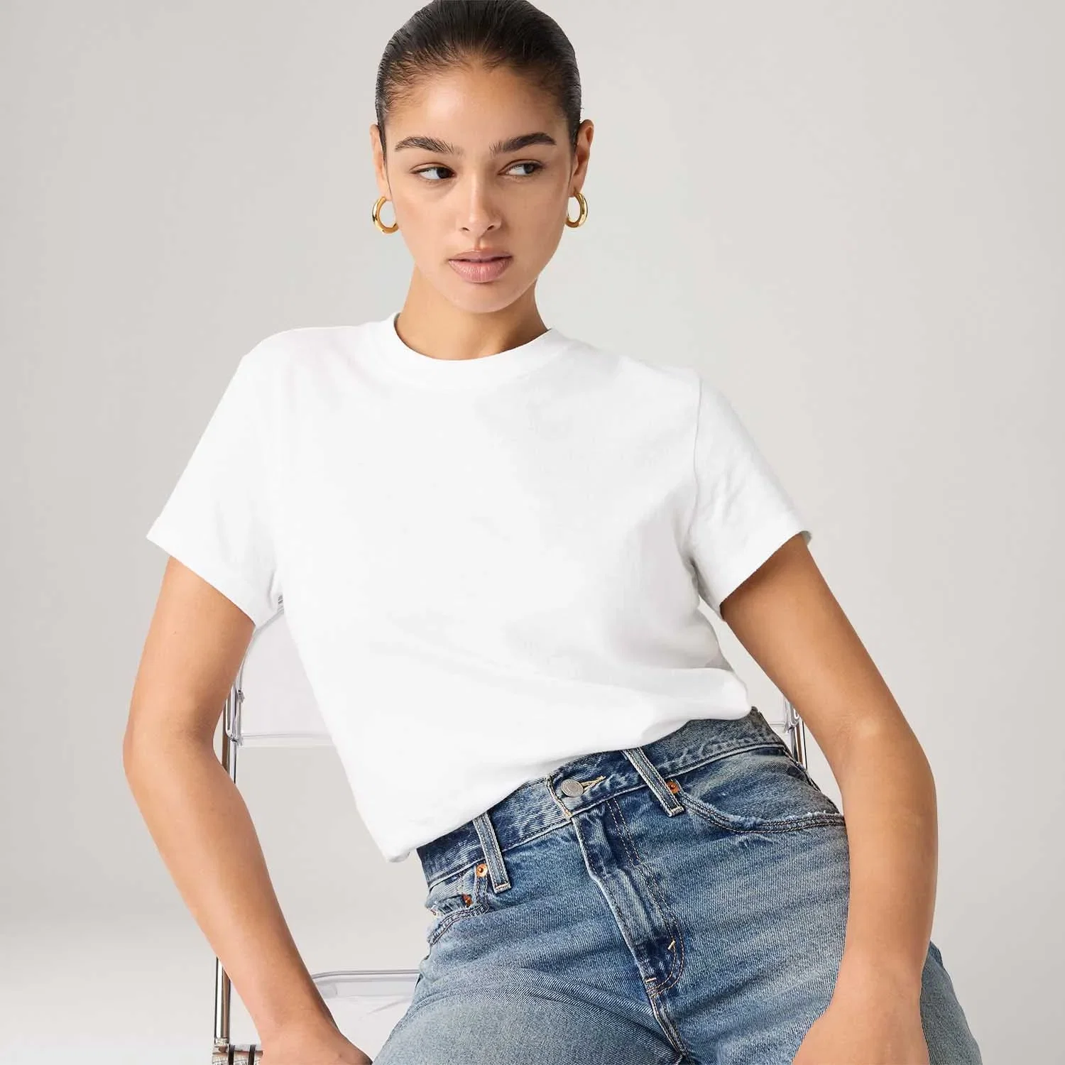 Camiseta Levi's® Favorite Slub Branca Manga Curta — imagem 1
