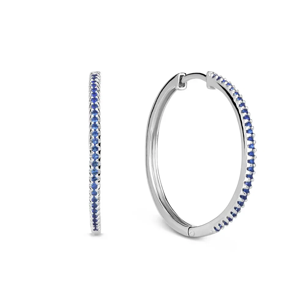 Argola Life Pavê I em Prata 925 com Pedras Azuis, 25mm — imagem 1