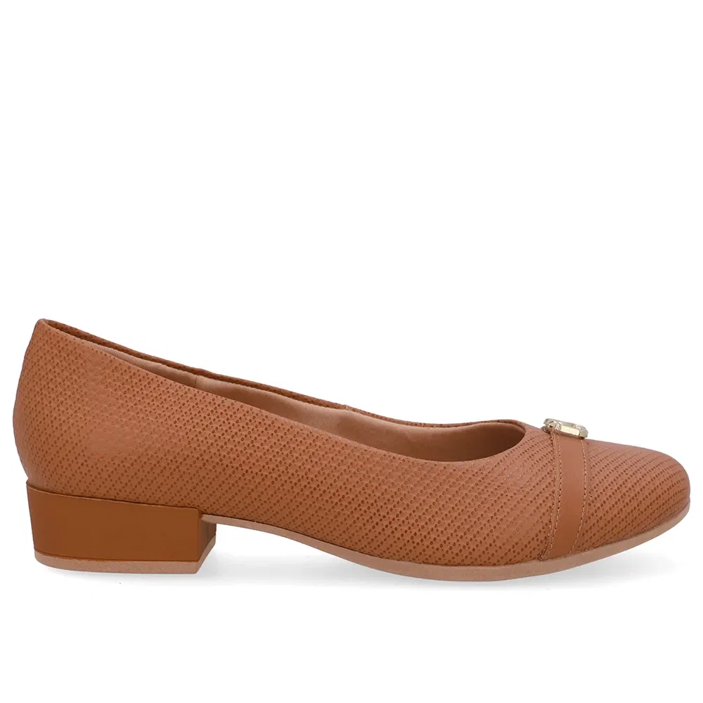Scarpin Marrom Salto Bloco Couro Monograma — imagem 1