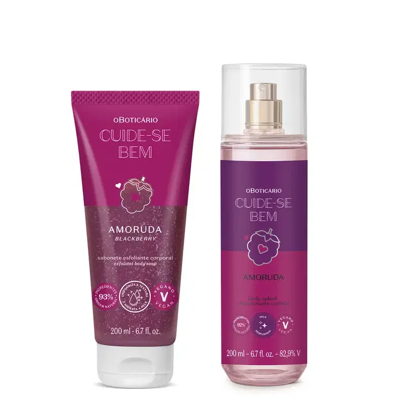 Combo Cuide-se bem Amoruda: Sabonete Esfoliante Corporal 200ml + Body Splash 200ml