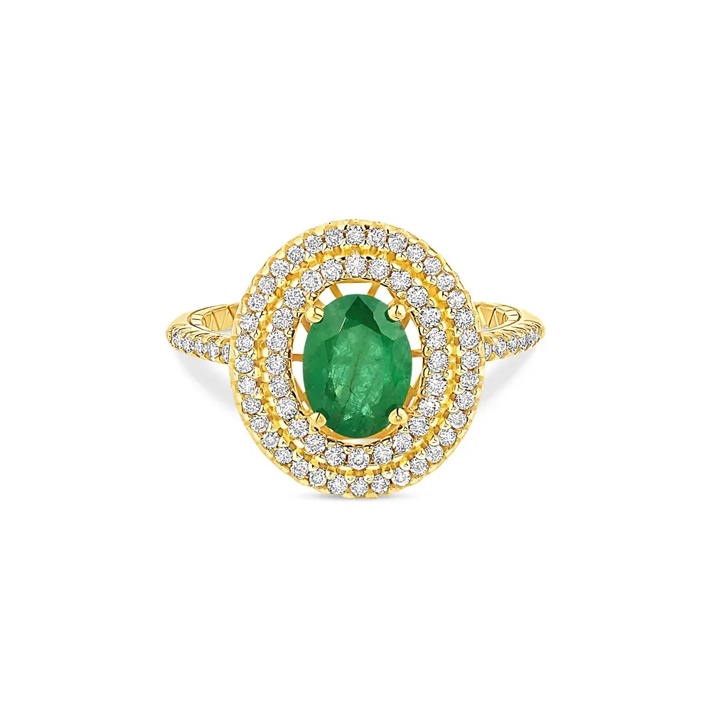 Anel Splendore em Ouro Amarelo 18k com Esmeralda e Diamantes — imagem 1