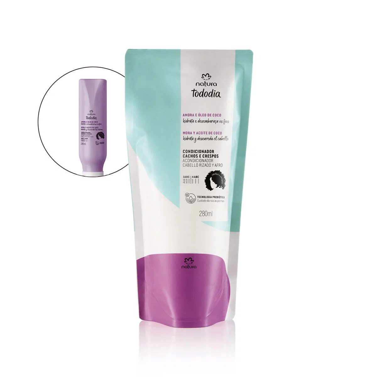 Refil Condicionador Cachos e Crespos Tododia Amora e Óleo de Coco 280 ml — imagem 1