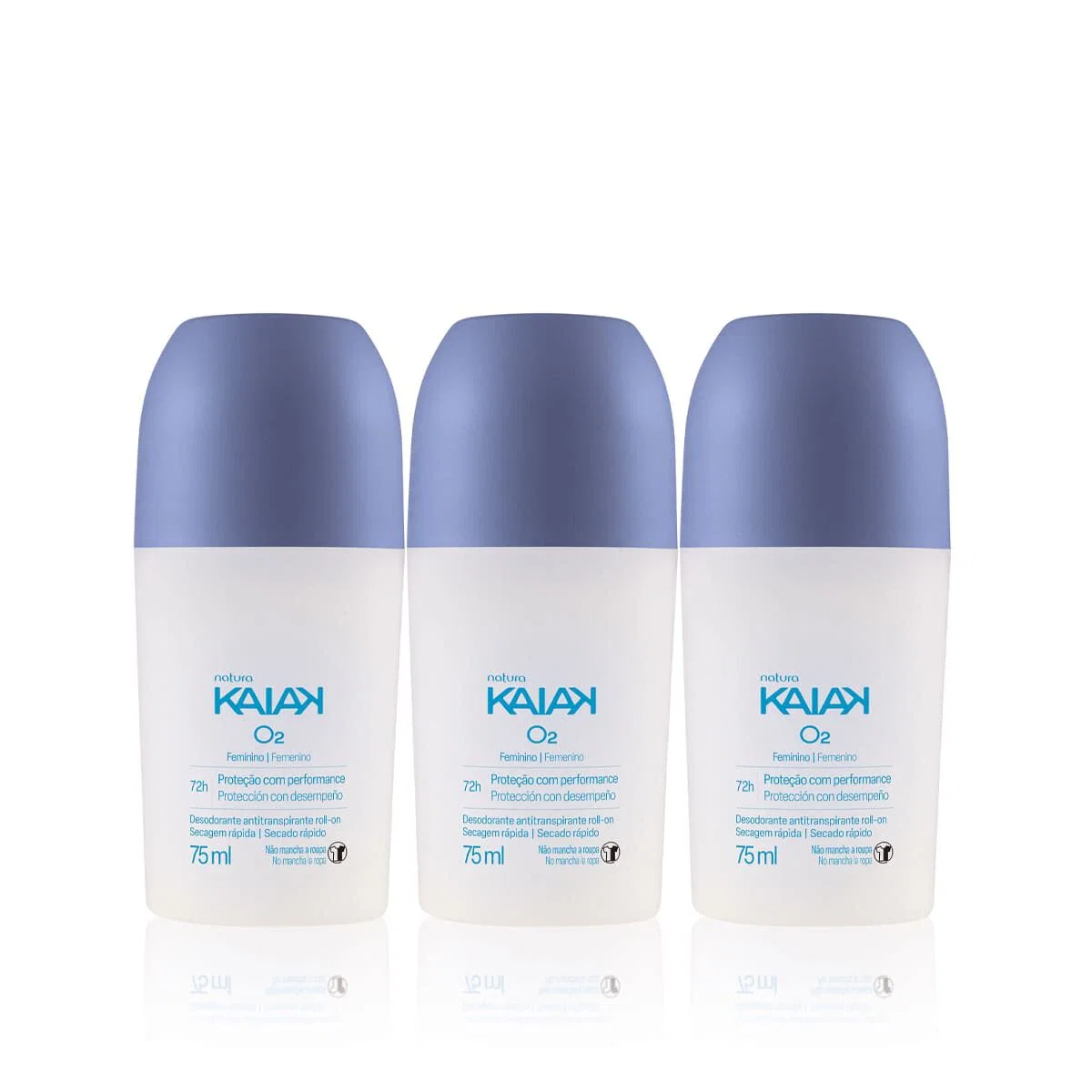 Kit Desodorante Antitranspirante Roll-on Kaiak O2 Feminino (3 unidades)