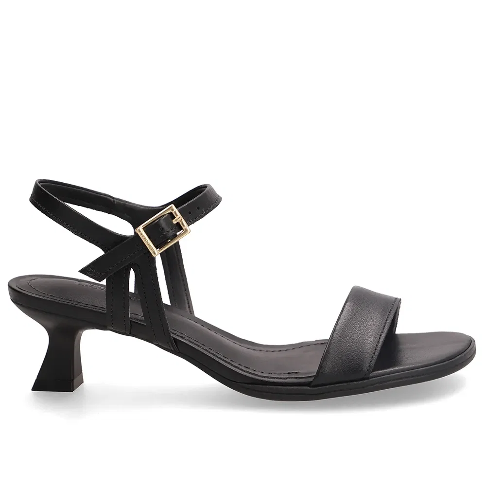 Sandália Em Couro Preto Com Salto Kitten Heel — imagem 1