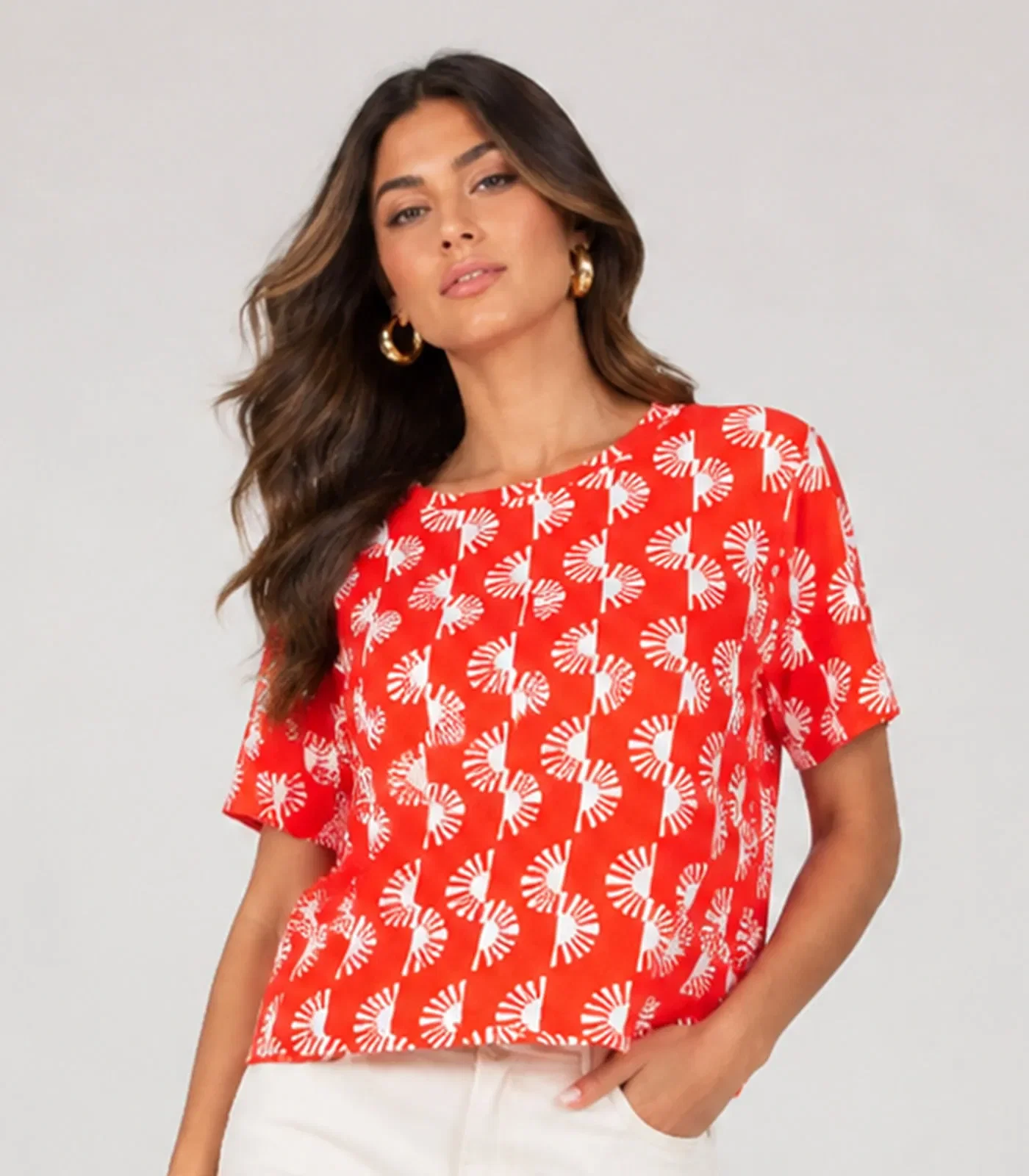 Blusa Feminina Estampada Infinita Cor Laranja