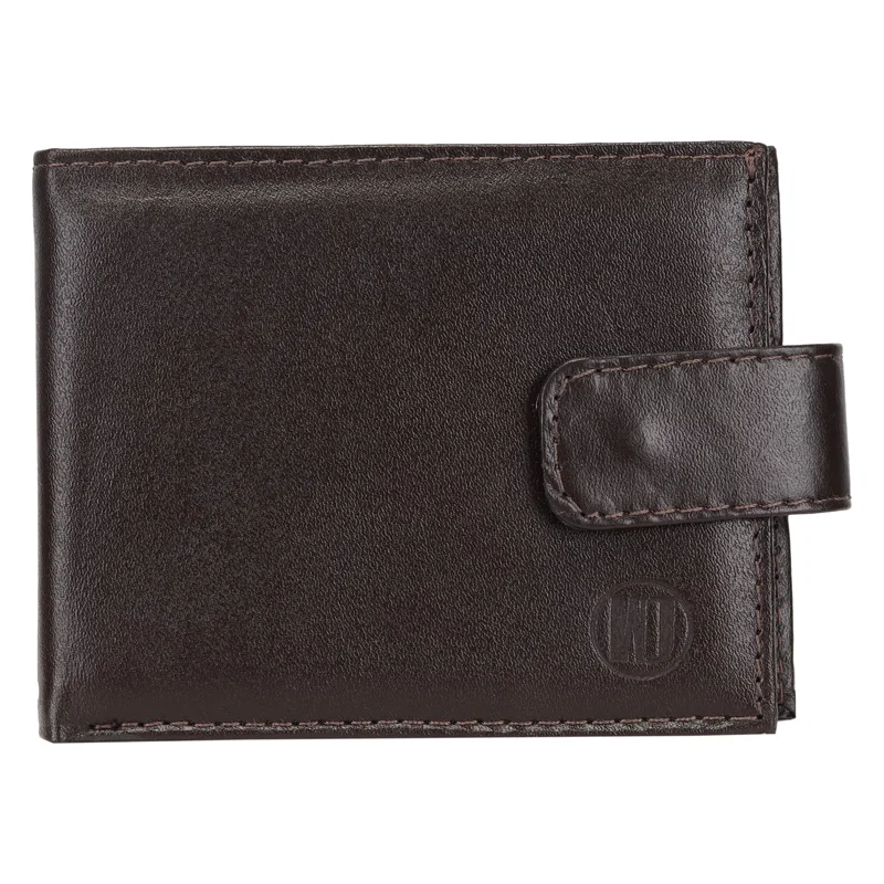 Carteira Couro Masculina Com Porta Cheque Cartoes E Moedas Interno E Lapela