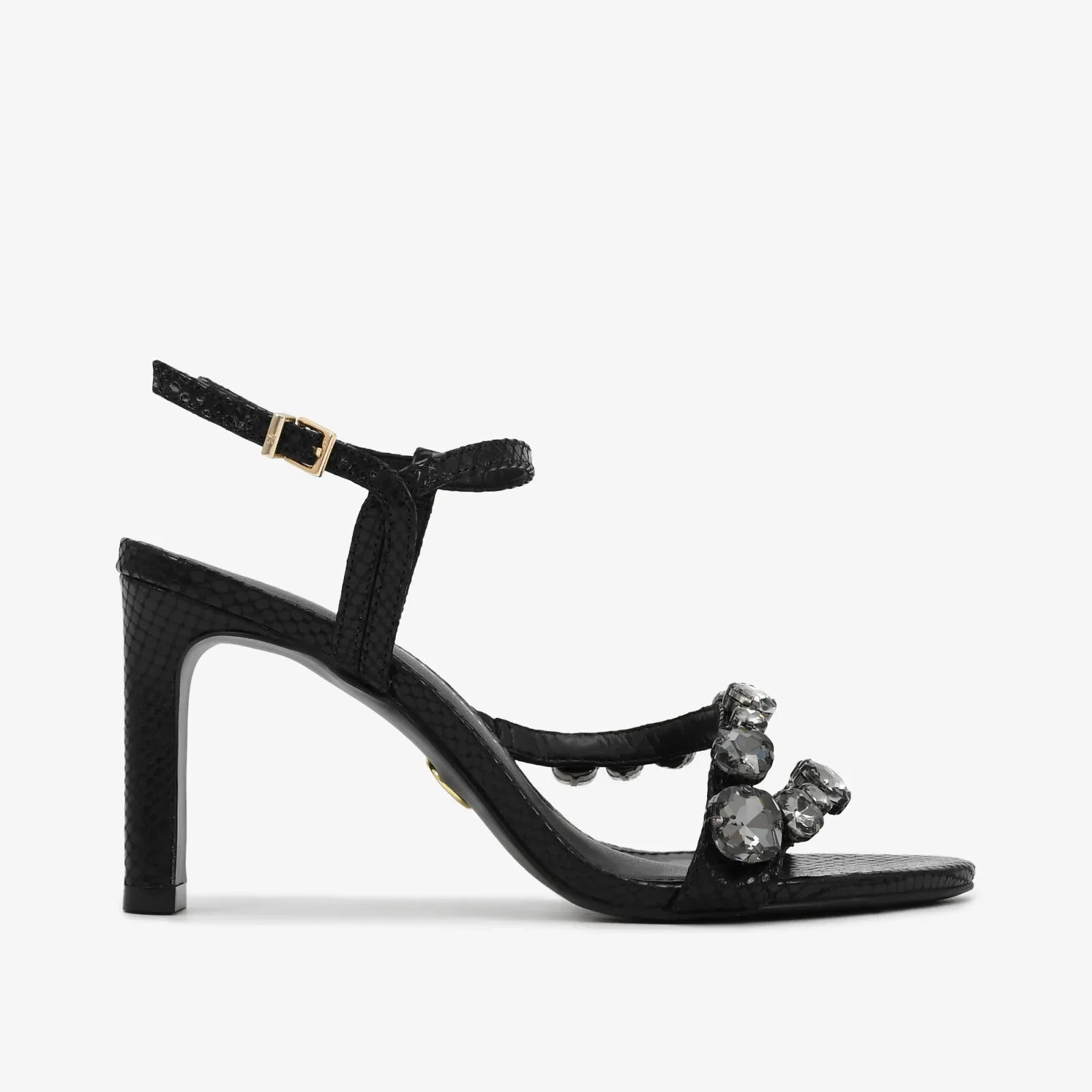 Sandália Salto Bloco Preto Couro