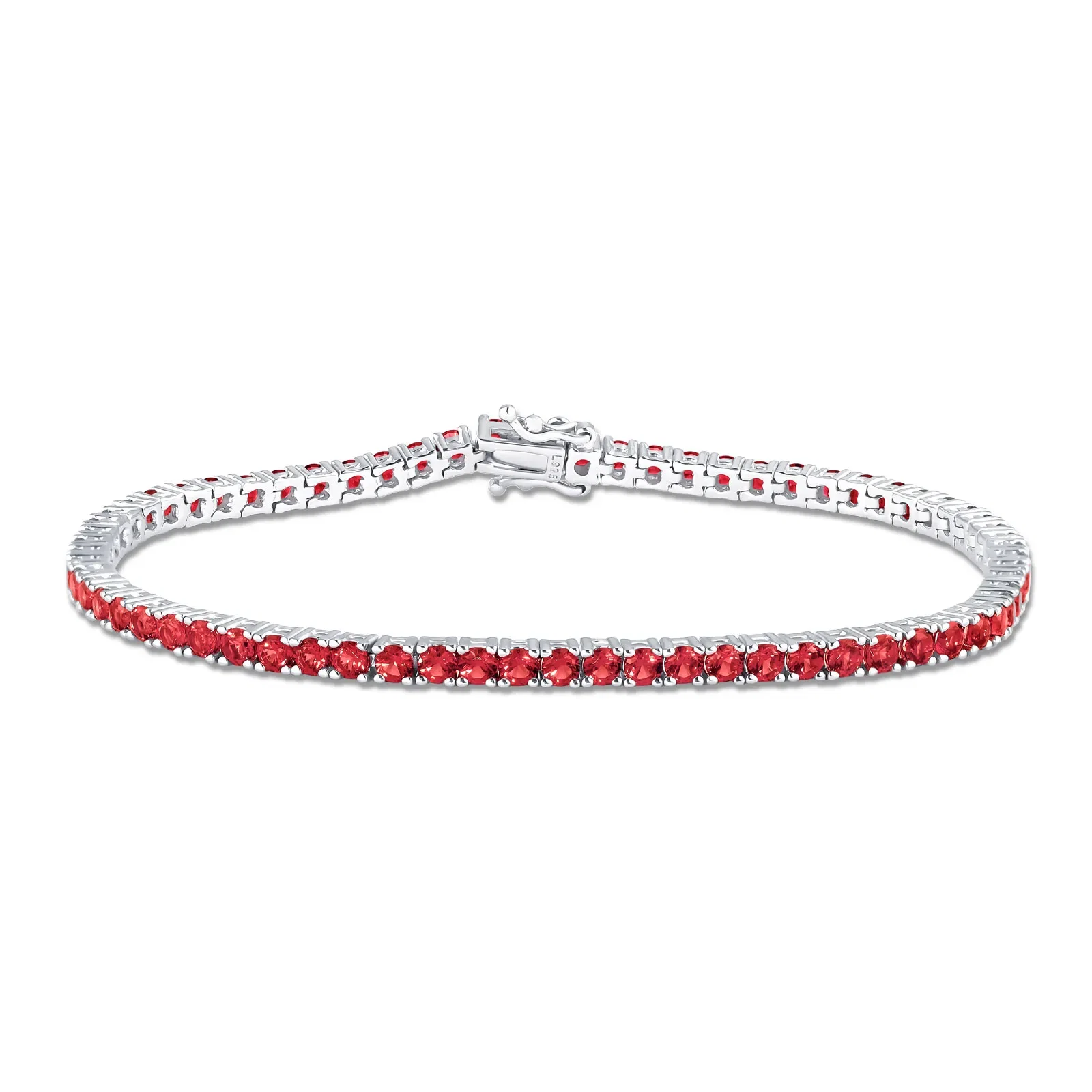 Pulseira Life Special em Prata 925 com Pedras Vermelhas — imagem 1