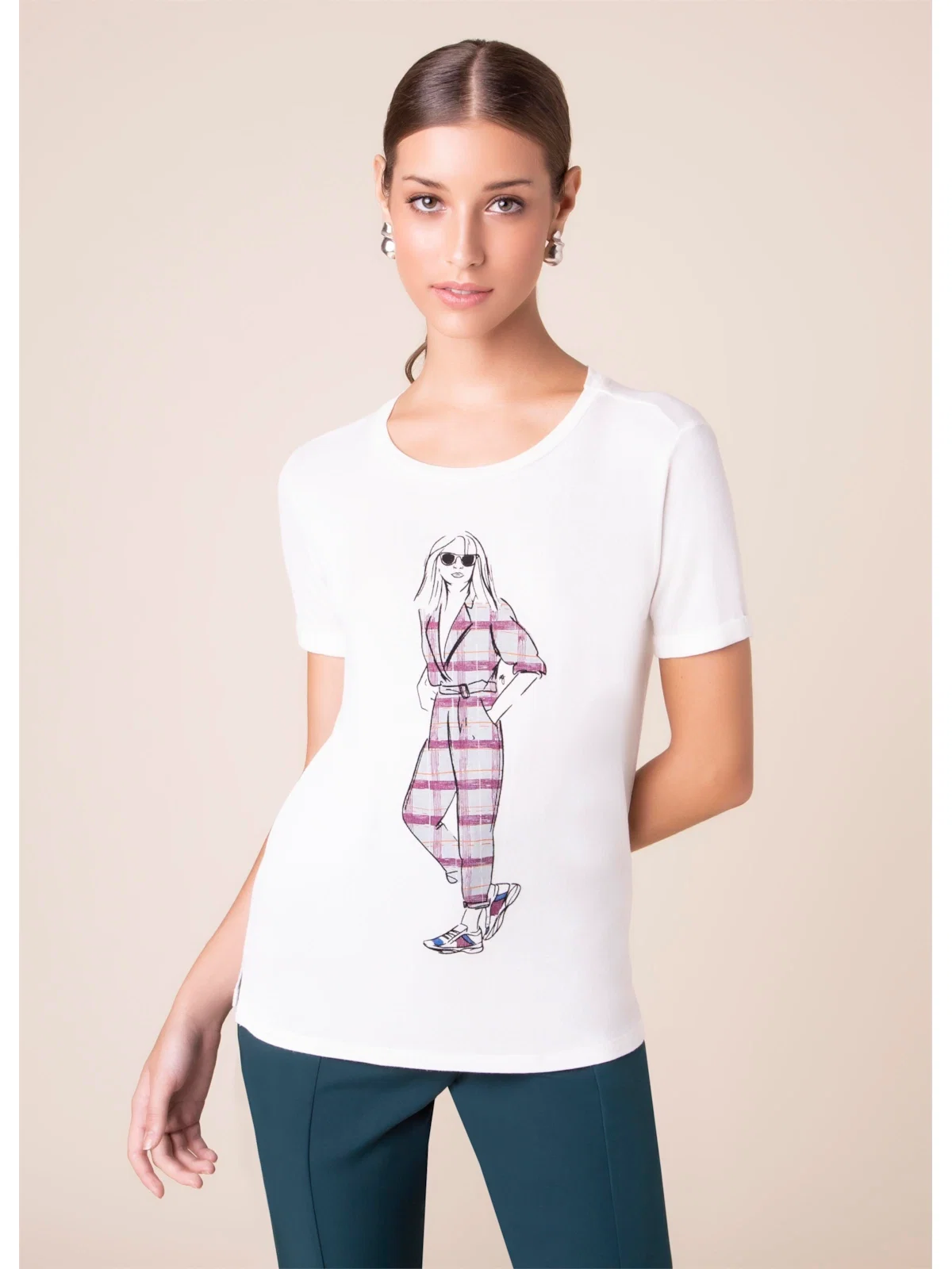 T-Shirt Girl Check Off White