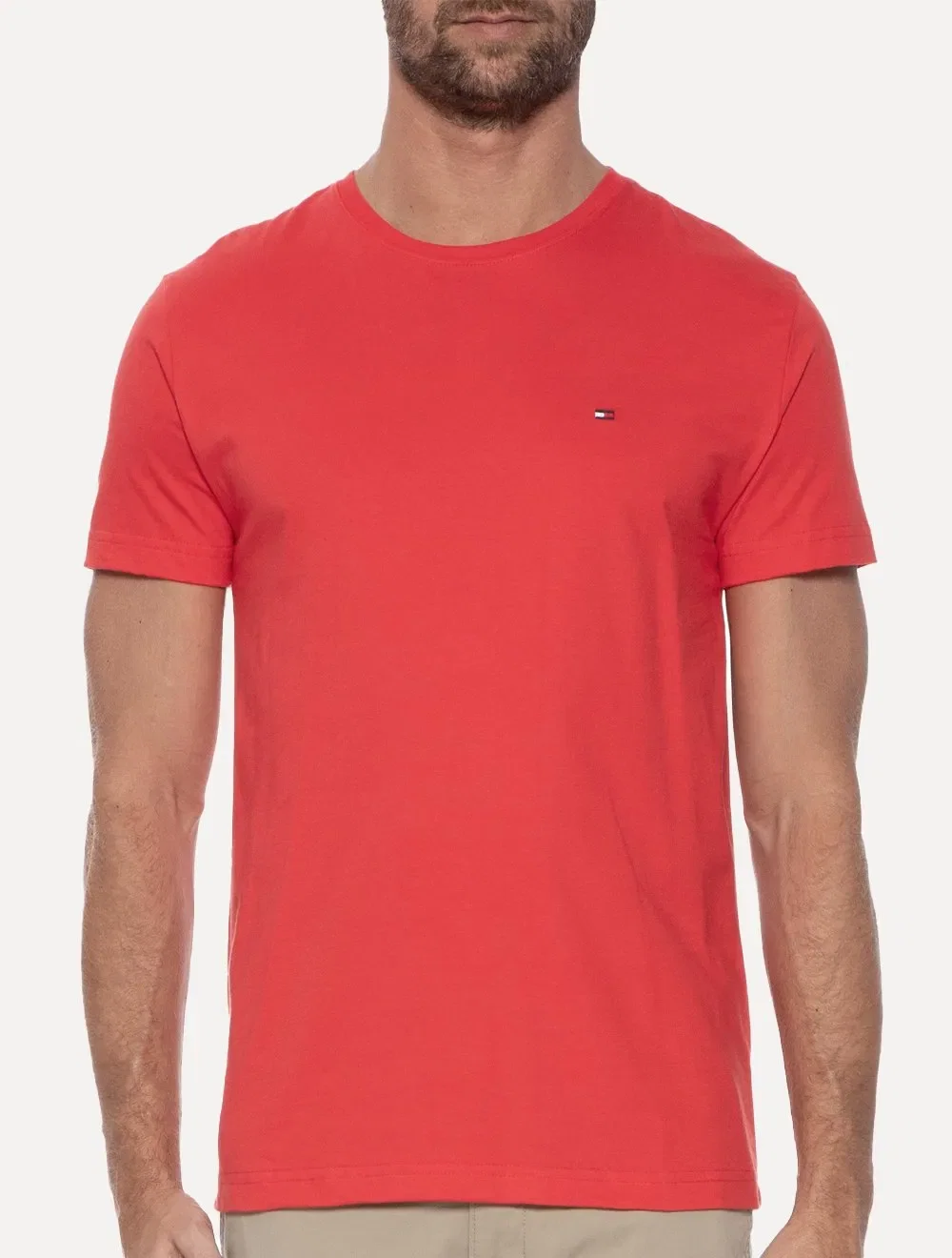 Camiseta Tommy Hilfiger Masculina Essential Cotton Vermelho Escarlate — imagem 1